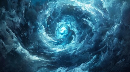 A tempestuous whirlpool texture, symbolizing a battle, with swirling waters and the clash of fate versus free will created with Generative AI Technology - obrazy, fototapety, plakaty