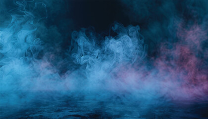 Abstract smoke misty fog on isolated black background. Texture overlays. colorful smoke float up on dark background. abstract blue smoke texture background . - obrazy, fototapety, plakaty