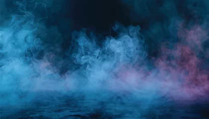 Foto auf Leinwand Abstract smoke misty fog on isolated black background. Texture overlays. colorful smoke float up on dark background. abstract blue smoke texture background . © waqar