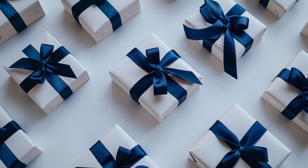 Elegant Blue and White Gift Boxes: Premium Present Images