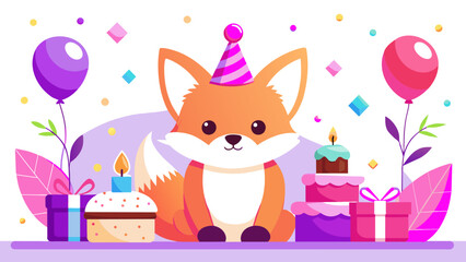 Paw-ty Time: A Beautiful Cartoon Vector of a Dog’s Birthday Celebration