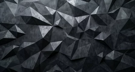 Fotobehang Sleek Black Background featuring Low Poly Geometric Abstract © jesica
