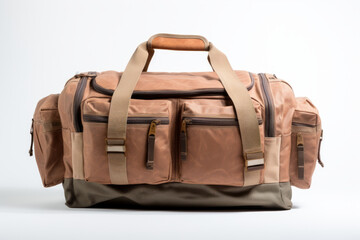 Versatile Men's Duffel: Brown Nylon Bag with Stylish Dark Grey Accents