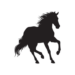 Horse silhouette vector stallion with hair illustration
