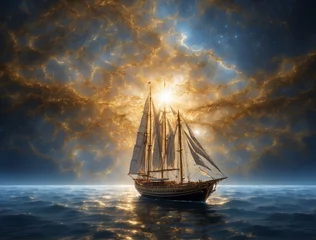 Gordijnen ship in the sea © Gina