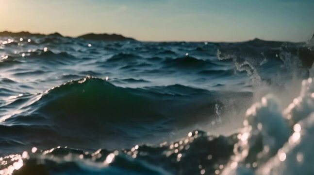 Waves and water deep blue surface background
