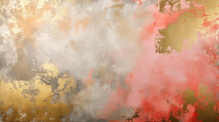 Abstract watercolor background in pink, gold and orange colors.