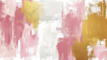 Abstract watercolor background in pink, gold and orange colors.