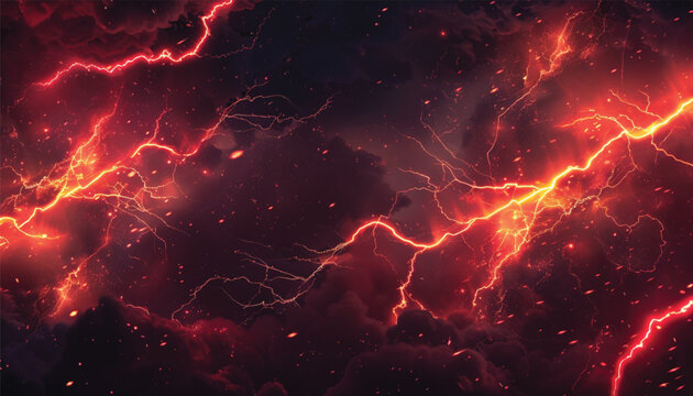 Red lightning on black background