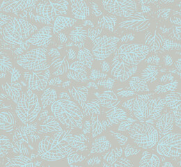 Vector illustration of foliage pattern in a rustic style with irregular and misshapen strokes.