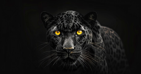 Gorgeous Yellow-Eyed Panther Portrait Microstock Finds - obrazy, fototapety, plakaty
