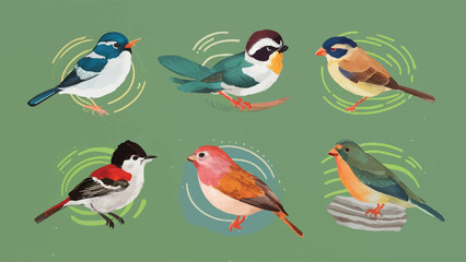 Collection of Bird Vectors on White Background