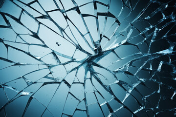 Obraz premium Abstract broken glass background. Window glass broken in many pieces