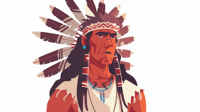 Illustration of red Indian man flat cartoon vactor