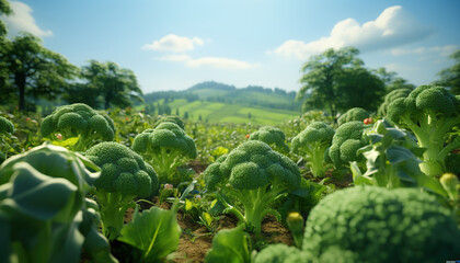 broccoli farm, grows broccoli for consumption - obrazy, fototapety, plakaty