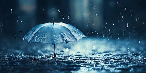 Conceptual image with umbrella and raindrops. 3d rendering - obrazy, fototapety, plakaty