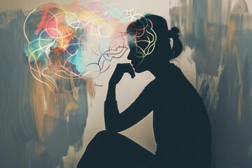 mental health awareness, Silhouette with a heart-mind blend, great for use in wellness and relationship topics.