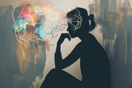 mental health awareness, Silhouette with a heart-mind blend, great for use in wellness and relationship topics.