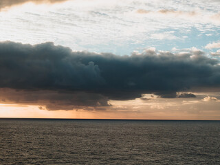 Sunset over the ocean on the coast of hawaii