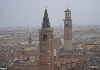 Verona bells towers view from San Pietro castle