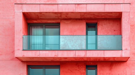 Abstract modern architecture background. Geometric clear pink building design.