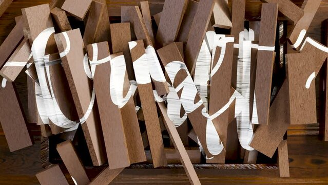 Caft text on wooden background, wood crafting, carpentry shop, Handmade and craft furniture concept, decorate the woodwork, wood boards, wooden workbench, Do it yourself,  3d render