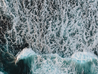 Aerial view of waves in Hawaii