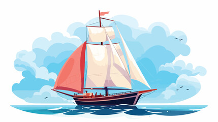 Isolated sailboat ship design flat cartoon vactor i