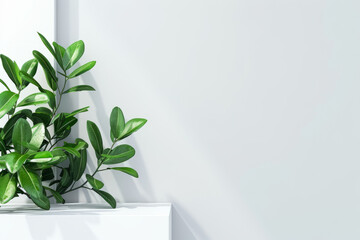 Minimal White Desk, Fresh Greenery, Interior Design Concept