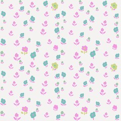 Seamless floral pink pattern with hand drawn flowers. Spring background. Perfect for fabric design, wallpaper, apparel.