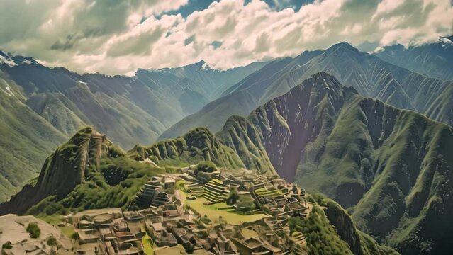 Machu Picchu Inca ruins in Peru, South America, AI Generated