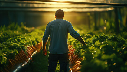 carrot farm, grows carrots for consumption - obrazy, fototapety, plakaty