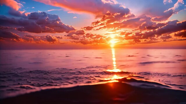 Beautiful seascape. Sunrise over the sea. 3d rendering, AI Generated