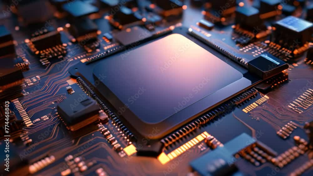 Poster processor chip on circuit board, the core of modern technology, technology background central comput