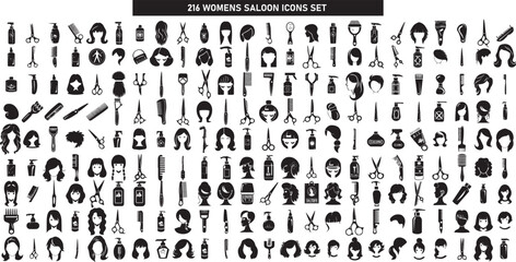 Beauty salon icons set, collection women parlor, vector illustrations