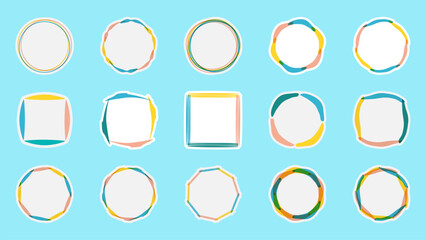 カラフルな手描き風のかわいいベクターフレームセット