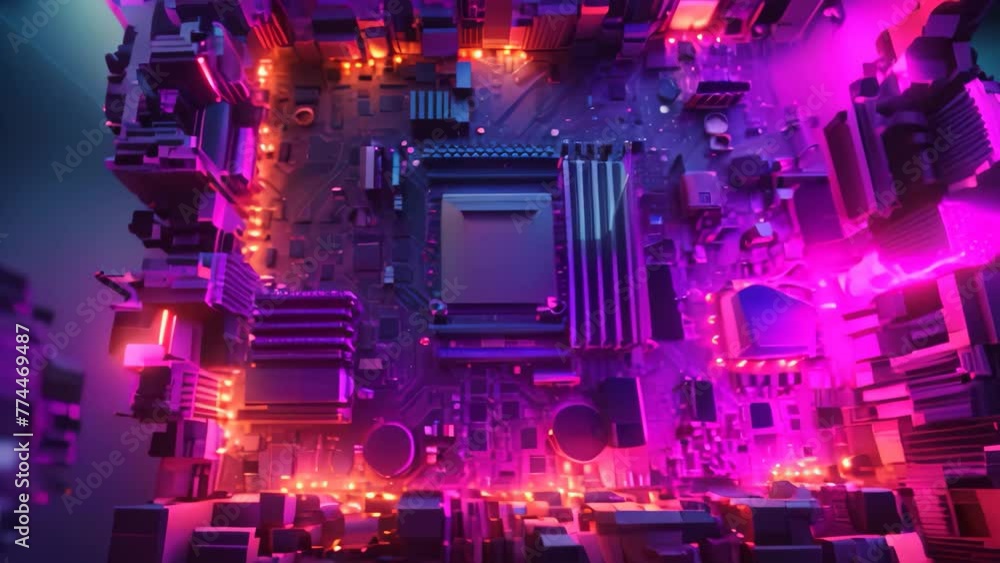 Aufkleber a computer motherboard featuring an array of vibrant colored lights, enhancing the visual appeal and