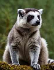 Naklejka premium The ring-tailed lemur (Lemur catta) is a medium-sized strepsirrhine primate, and the most internationally-recognized lemur species, owing to its long, black-and-white, ringed tai