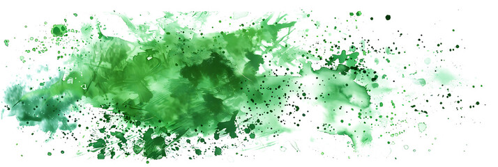 Vibrant green watercolor splatter on transparent background.