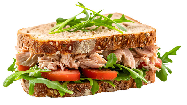 Delicious tuna salad sandwich isolated on a white background