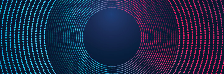 Futuristic abstract background. Glowing circle line design. Modern shiny blue and pink geometric lines pattern. Future technology concept. Suitable for posters, banners, covers, presentations. Eps10