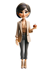 Personnage en pâte à modeler : Femme tenant une pomme dans sa main