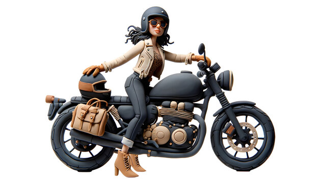 Personnage en pâte à modeler : virée en moto