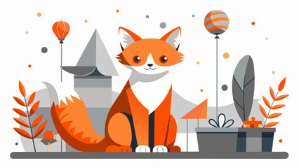 Purr-fact Celebration: A Beautiful Cartoon Vector of a Cat’s Birthday Party