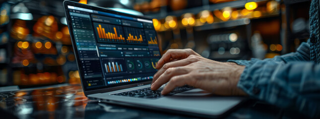 Digital marketing commerce online sale concept, Businessman use laptop with advertising on website.generative ai