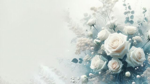 Floral background with romantic flowers, Mother's day background with copy space