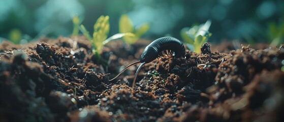 The Worm's Role in Compost: Creating Nutrient-Rich Humus. Concept Composting, Worms, Soil Health, Organic Recycling, Humus - obrazy, fototapety, plakaty