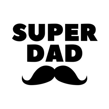 super dad mustache isolated on white background, transparent png graphic, vector image illustration banner