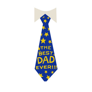 best dad ever blue and gold tie isolated on white background, transparent png graphic, vector image illustration banner