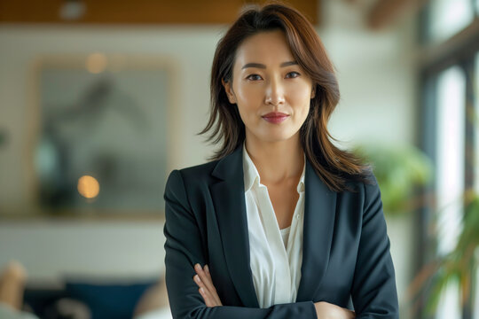 Portrait of a smiling asian businesswoman - Generative AI